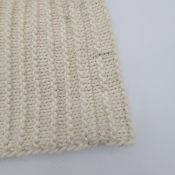 Zara Beanie Hat Cream Off White Knit Cap Winter Pom Pop Slouchy Cable - Picture 7 of 8